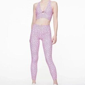 NWT Betsey Johnson pink & black polka dot high rise leggings, L